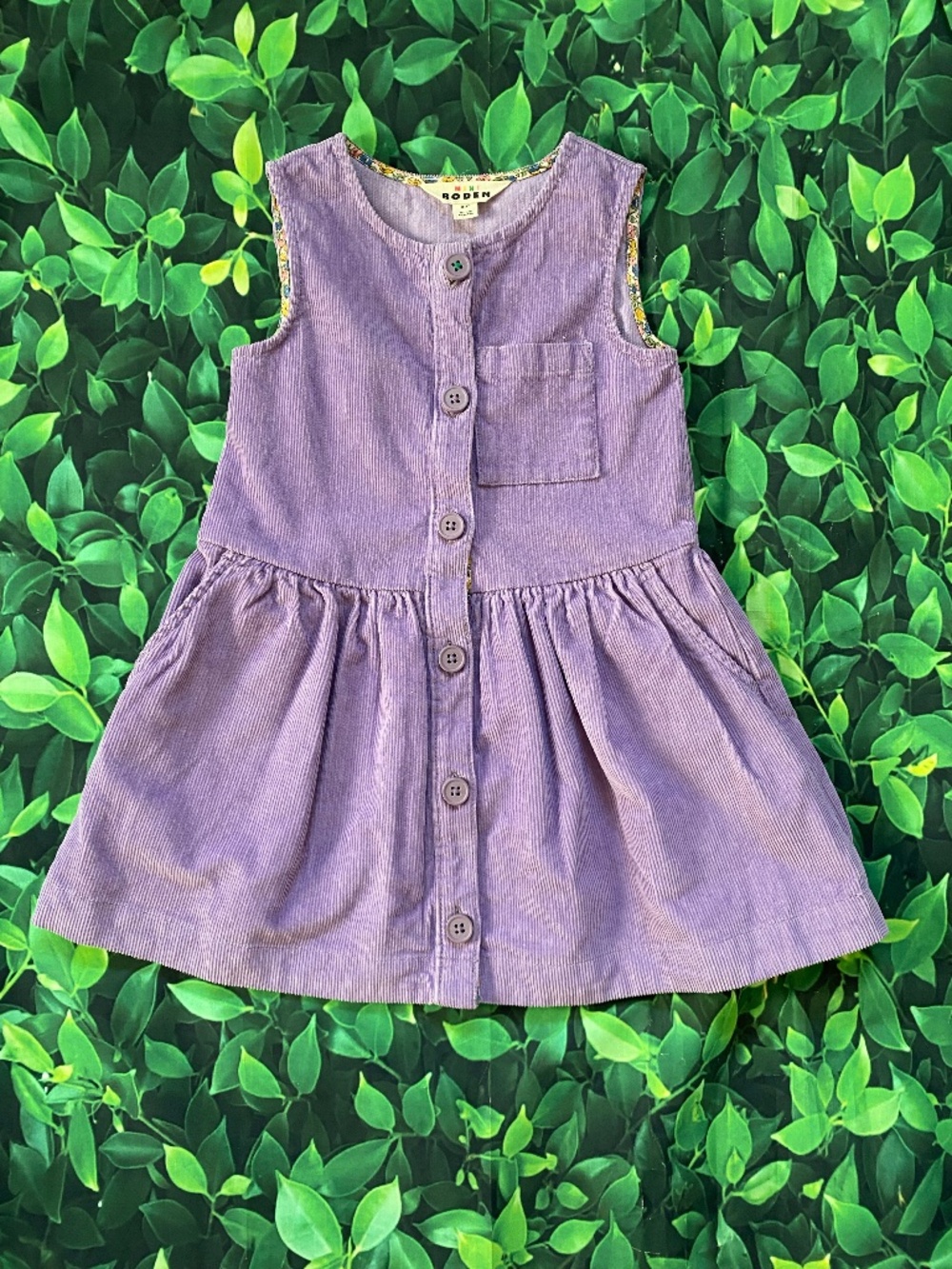 Mini Boden Lilac Corduroy Pinafore Dress SZ 2-3Y
